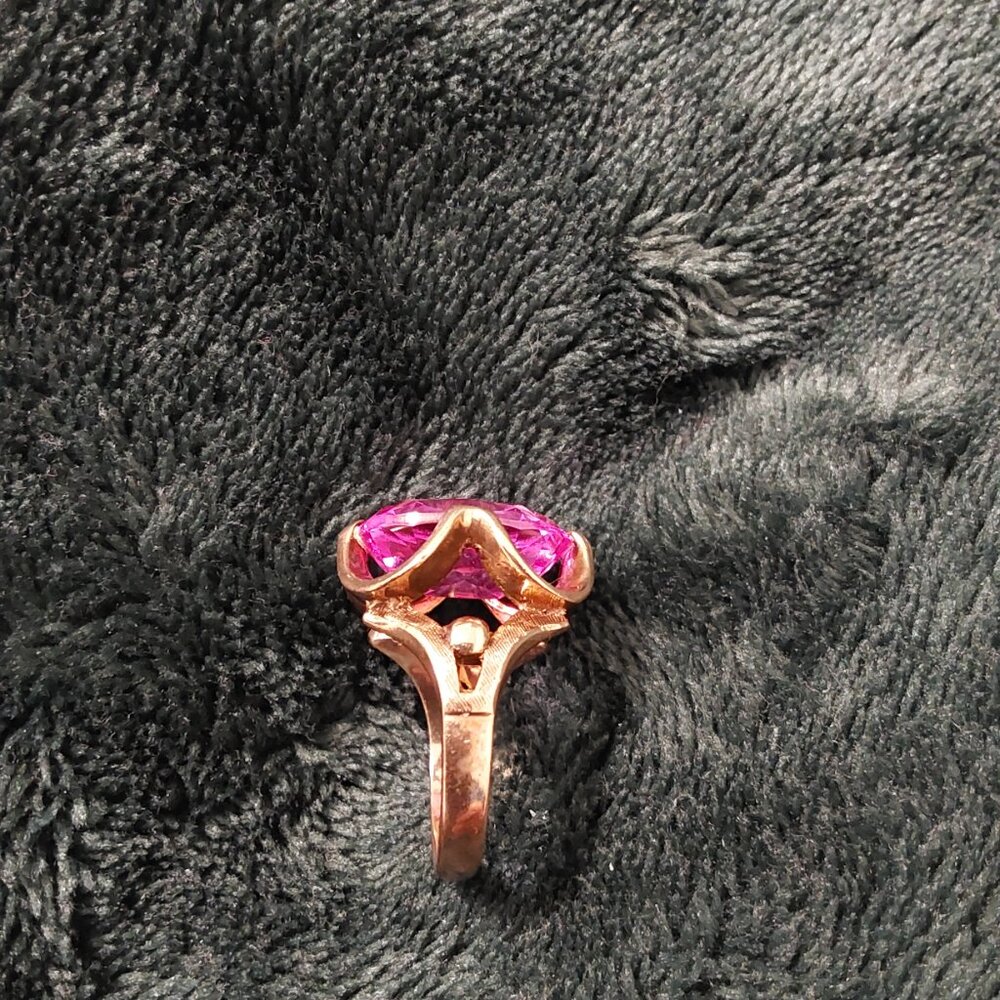 10 KT Gold, 1963 Edison's Jewelry store PINK GEMSTONE RING BEAUTIFUL - Picture 4 of 17